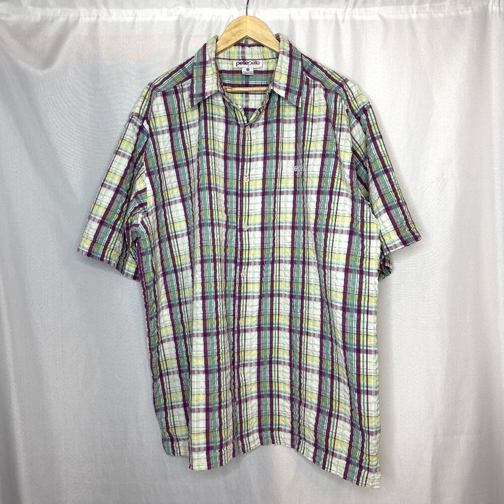 Vintage Pelle Pelle plaid button down shirt, size 2XL Streetwear Hip Hop 90's